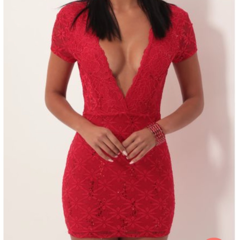 Red sparkly bodycon dress